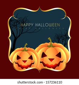 diseño de saludo de Halloween con calabazas