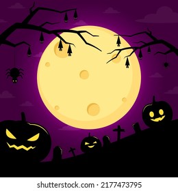 Halloween greeting design vector illustration. Halloween Greeting Card Template with Free Text Space- Frame Silhouette.