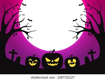 Halloween greeting design vector illustration. Party halloween poster. White moon in halloween day. Blank.