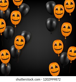 Halloween greeting template. Happy halloween card with air balloons. Vector illustration.