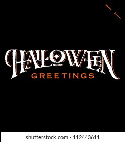 'Halloween Greetings' hand lettering, vector (eps8)