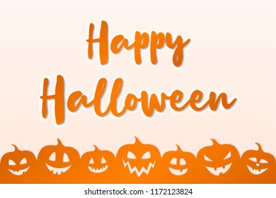 Halloween greetings on background with creepy pumpkin lanterns. Vector.