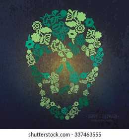 Halloween Greetings Poster Design with skull