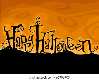 Halloween Greetings Written in Creepy Font  - Vector