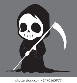 halloween grim costume cute cartoon character vector illustration