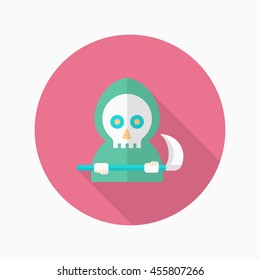 Halloween grim icon, Vector flat long shadow design. Halloween concept.