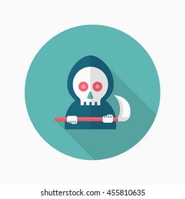 Halloween grim icon, Vector flat long shadow design. Halloween concept.