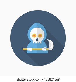 Halloween grim icon, Vector flat long shadow design. Halloween concept.
