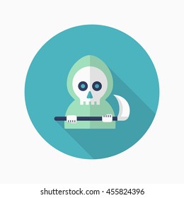 Halloween grim icon, Vector flat long shadow design. Halloween concept.