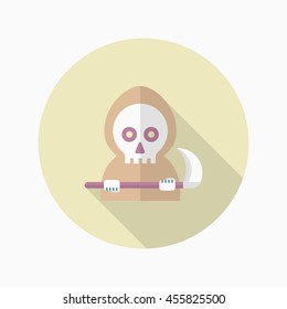 Halloween grim icon, Vector flat long shadow design. Halloween concept.