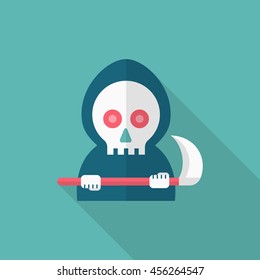 Halloween grim icon, Vector flat long shadow design. Halloween concept.