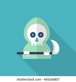Halloween grim icon, Vector flat long shadow design. Halloween concept.