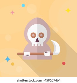 Halloween grim icon, Vector flat long shadow design. Halloween concept.