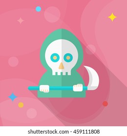 Halloween grim icon, Vector flat long shadow design. Halloween concept.
