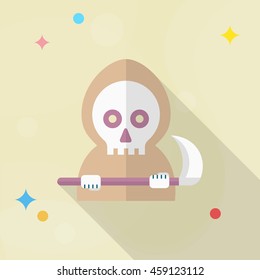Halloween grim icon, Vector flat long shadow design. Halloween concept.