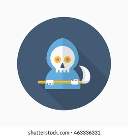 Halloween grim icon, Vector flat long shadow design. Halloween concept.