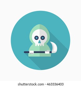 Halloween grim icon, Vector flat long shadow design. Halloween concept.