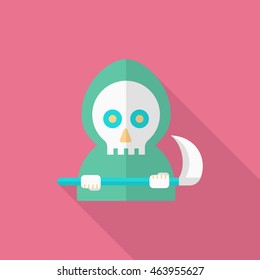 Halloween grim icon, Vector flat long shadow design. Halloween concept.