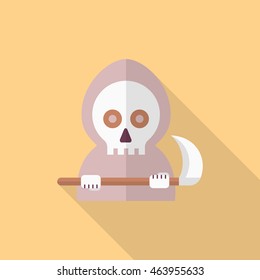 Halloween grim icon, Vector flat long shadow design. Halloween concept.