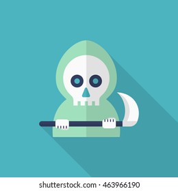Halloween grim icon, Vector flat long shadow design. Halloween concept.