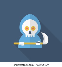 Halloween grim icon, Vector flat long shadow design. Halloween concept.