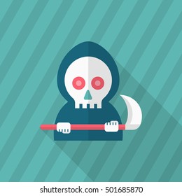 Halloween grim icon, Vector flat long shadow design. Halloween concept.