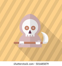 Halloween grim icon, Vector flat long shadow design. Halloween concept.