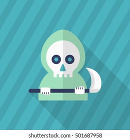 Halloween grim icon, Vector flat long shadow design. Halloween concept.