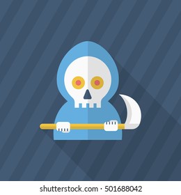 Halloween grim icon, Vector flat long shadow design. Halloween concept.