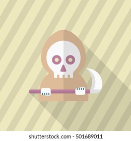 Halloween grim icon, Vector flat long shadow design. Halloween concept.