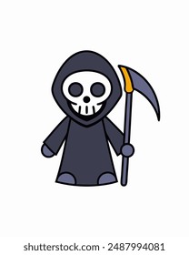 Halloween Grim Reaper Holding with scythe vector icon in white background