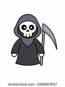 Halloween Grim Reaper Holding with scythe vector icon in white background