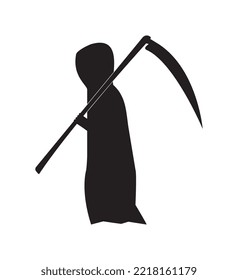 Halloween Grim Reaper Icon On White Background