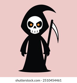 Halloween Grim Reaper Silhouette. grim reaper holding a scythe. black and white grim reaper silhouette vector art.