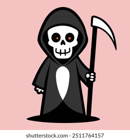 Halloween Grim Reaper Silhouette. grim reaper holding a scythe. black and white grim reaper silhouette vector art.