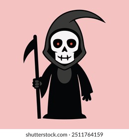 Halloween Grim Reaper Silhouette. grim reaper holding a scythe. black and white grim reaper silhouette vector art.