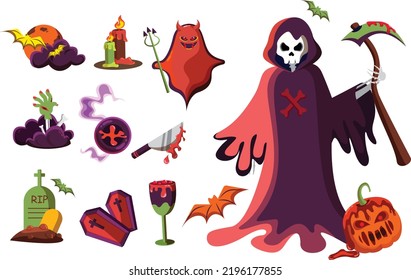 Halloween Grim Reaper Vector Collection Set