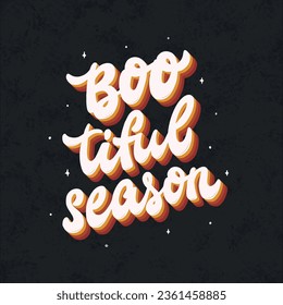 Halloween groovy lettering quote on black textured background for posters, prints, cards, signs, stickers, sublimations, etc. EPS 10