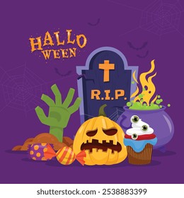 Halloween group symbols, illustration and vector.