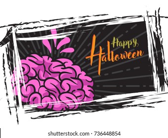 Halloween grunge background, with brain