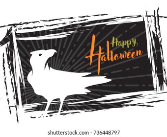 Halloween grunge background, with crow
