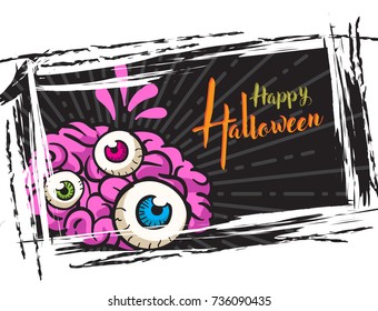 Halloween grunge background, monster brain