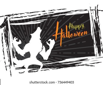 Halloween grunge background, with werewolf