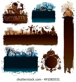 Halloween grunge frame set