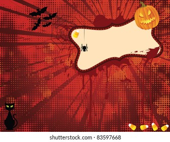 Halloween Grunge Spooky with empty Banner. EPS 8 CMYK vector illustration with Global colors.