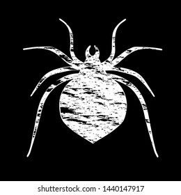 
Halloween. Grunge style spider silhouette on black background. Vector graphics.