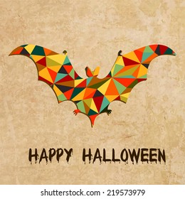 Halloween grunge vector background with bat