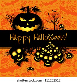 Halloween grunge vector card  or background. Vector art.