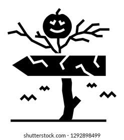 Halloween guidepost glyph icon design 