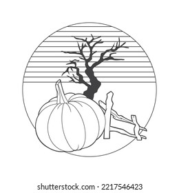 halloween hand draw logo vector